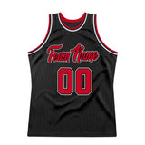 Custom Black Red-White Authentic Throwback Basketball Jersey