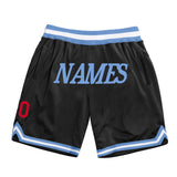 Custom Black Light Blue-Red Authentic Throwback Basketball Shorts