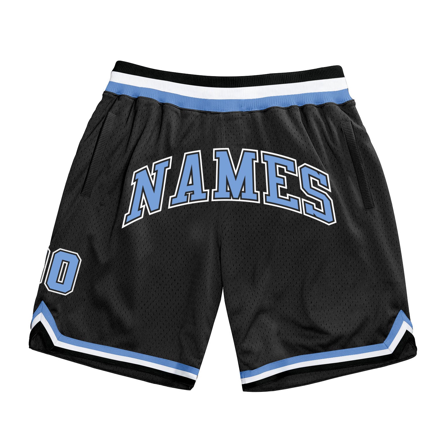 Custom Black Light Blue-White Authentic Throwback Basketball Shorts