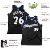 Custom Black White-Royal Authentic Throwback Basketball Jersey