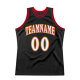 Custom Black White-Red Authentic Throwback Basketball Jersey