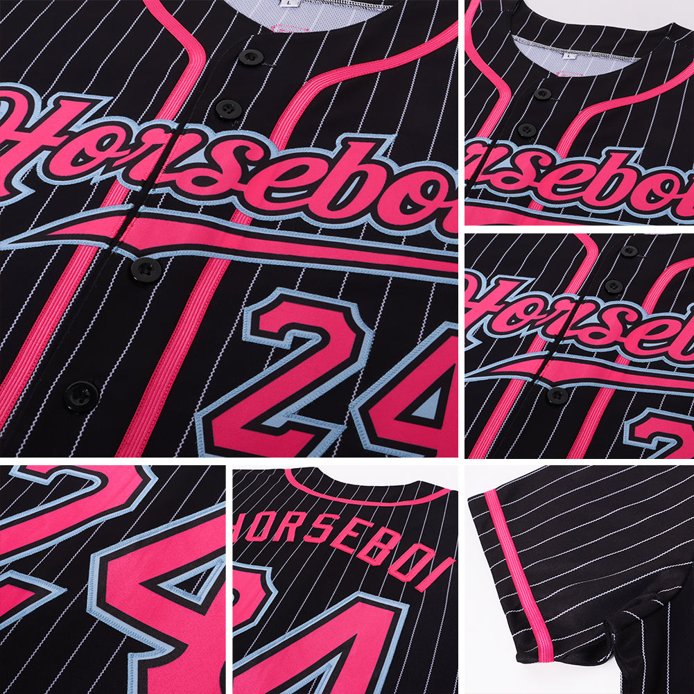 Cheap Custom Gray Black Pinstripe Red Authentic Baseball Jersey