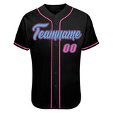 Custom Black Light Blue-Pink Authentic Skull Fashion Baseball Jersey