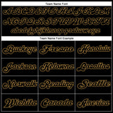 Custom Black Black-Old Gold Mesh Authentic Throwback Football Jersey