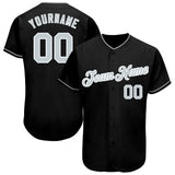 Custom Black Gray-White Authentic Baseball Jersey