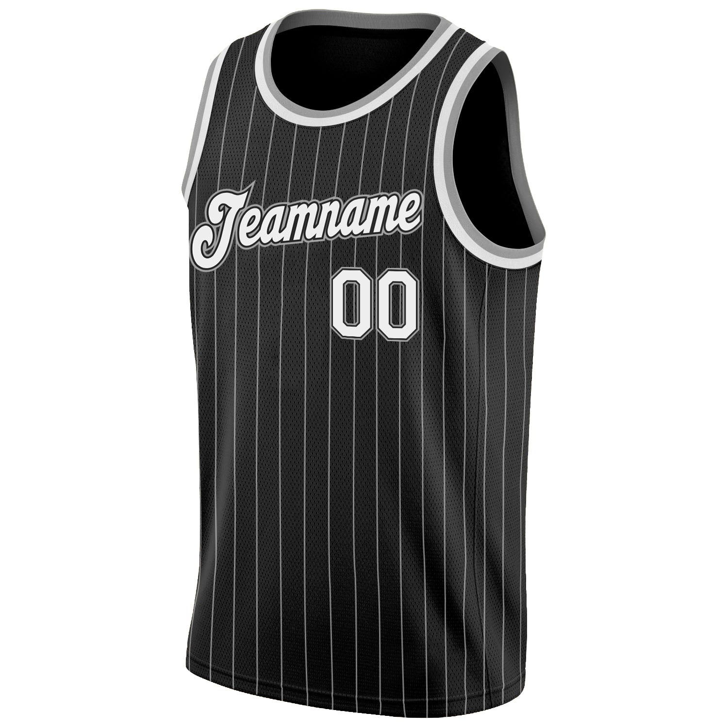 Custom Black White Pinstripe White-Gray Authentic Basketball Jersey