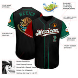 Custom Black Kelly Green-Red Authentic Mexico Two Tone Baseball Jersey