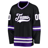 Custom Black White-Purple Hockey Jersey