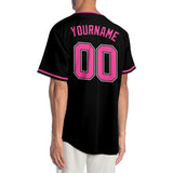 Custom Black Pink-White Authentic Baseball Jersey