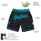 Custom Black Teal-Black Authentic Throwback Basketball Shorts