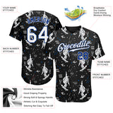 Custom Black White-Royal 3D Pattern Design Astronaut Authentic Baseball Jersey
