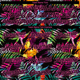 Custom Black Black-Pink 3D Pattern Design Tropical Palm Palm Leaves Authentic Baseball Jersey