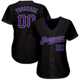Custom Black Purple-Gray Authentic Baseball Jersey