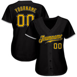 Custom Black Gold-Gray Authentic Baseball Jersey