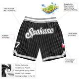 Custom Black White Pinstripe White-Gray Authentic Basketball Shorts