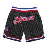 Custom Black White Pinstripe Red-Royal Authentic Basketball Shorts
