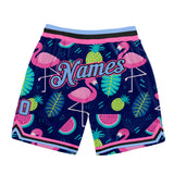 Custom Black Light Blue-Pink 3D Pattern Design Hawaii Flamingo Authentic Basketball Shorts