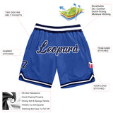 Custom Blue Navy-White Authentic Throwback Basketball Shorts