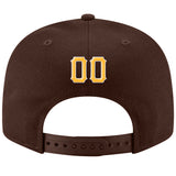 Custom Brown Gold-White Stitched Adjustable Snapback Hat
