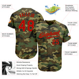 Custom Camo Red-Old Gold Authentic Salute To Service Baseball Jersey