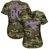 Custom Camo Light Blue-Pink Authentic Salute To Service Baseball Jersey