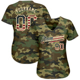 Custom Camo Vintage USA Flag-Cream Authentic Salute To Service Baseball Jersey