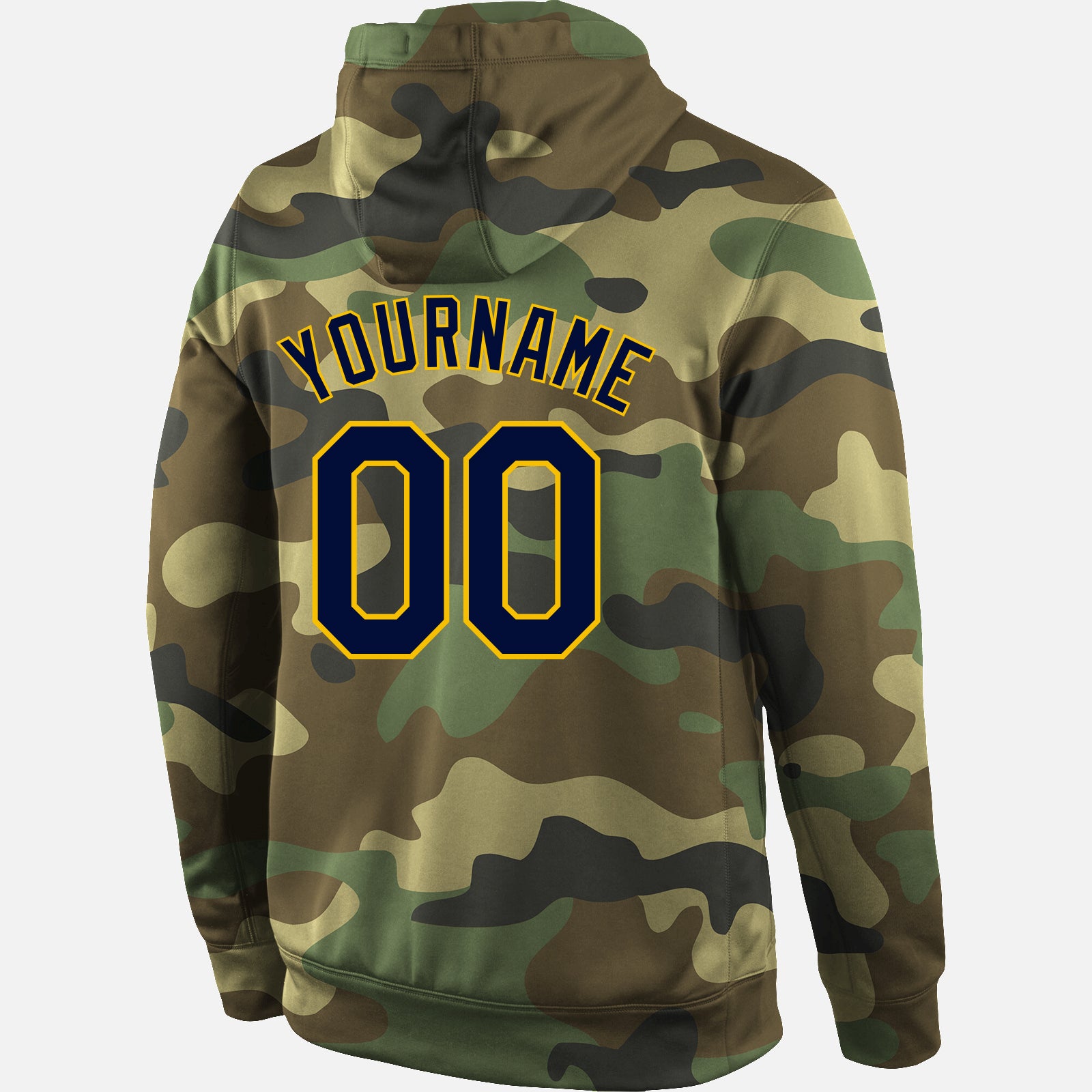 Custom Stitched Camo Navy-Gold Sports Pullover Sweatshirt Salute To Service Hoodie