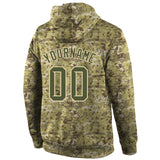 Custom Stitched Camo Olive-Cream Sports Pullover Sweatshirt Salute To Service Hoodie