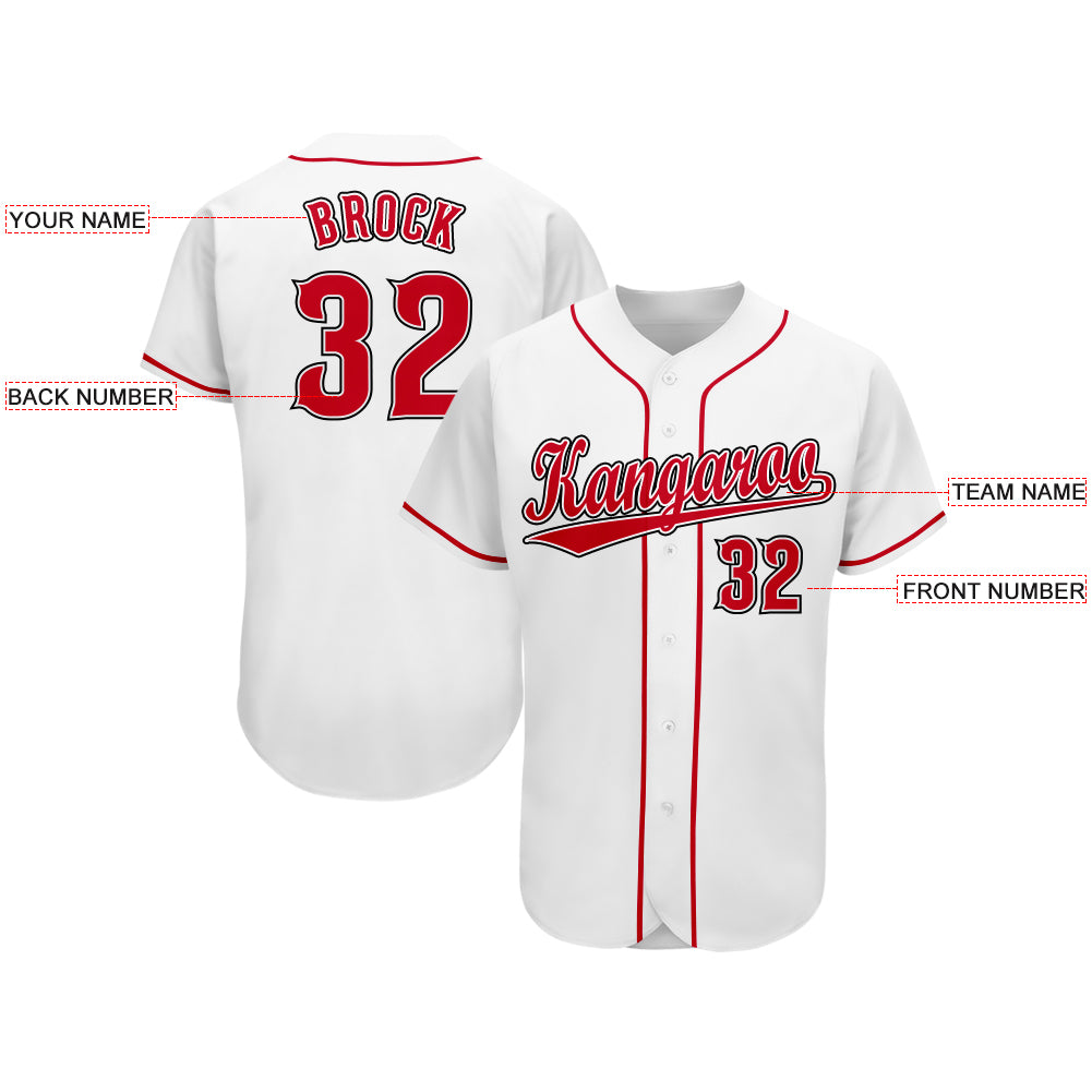 Custom White Red-Black Baseball Jersey