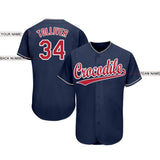 Custom Navy Red-White Baseball Jersey