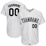 Custom White Purple Pinstripe Black-Gray Baseball Jersey