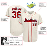 Custom Cream Red-Navy Authentic Baseball Jersey