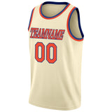 Custom Cream Orange-Royal Round Neck Rib-Knit Basketball Jersey