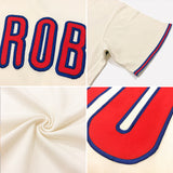 Custom Cream Red-Navy Authentic American Flag Fashion Baseball Jersey