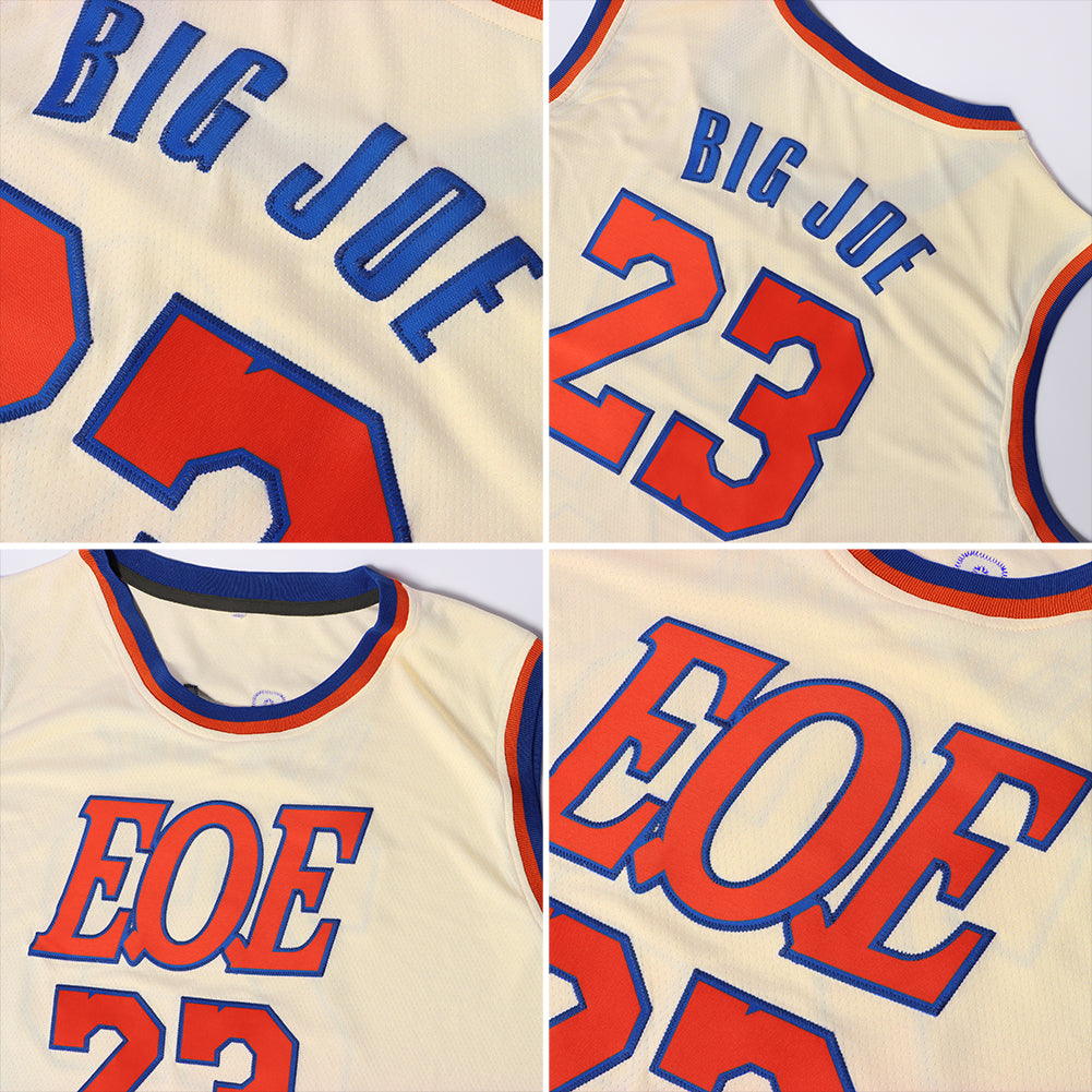 Custom Cream Royal-Red Authentic Throwback Basketball Jersey