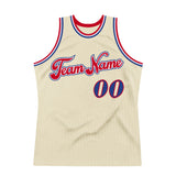 Custom Cream Royal-Red Authentic Throwback Basketball Jersey