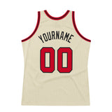 Custom Cream Red-Black Authentic Throwback Basketball Jersey
