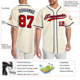 Custom Cream Red-Navy Authentic Baseball Jersey