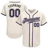 Custom Cream Black-Purple Authentic Baseball Jersey