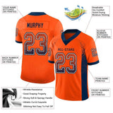 Custom Orange Navy-White Mesh Drift Fashion Football Jersey