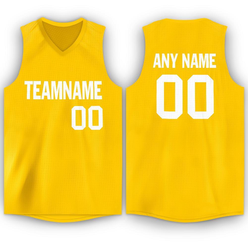 Custom Gold White V-Neck Basketball Jersey