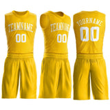 Custom Gold White Round Neck Suit Basketball Jersey