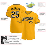 Custom Gold Black-White Authentic Baseball Jersey