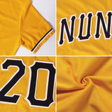 Custom Gold Black-White Authentic Throwback Rib-Knit Baseball Jersey Shirt