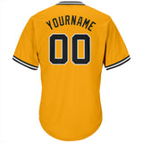 Custom Gold Black-White Authentic Throwback Rib-Knit Baseball Jersey Shirt