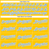 Custom Gold Light Blue-White Authentic Baseball Jersey