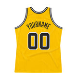 Custom Gold Black-White Authentic Throwback Basketball Jersey