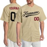 Custom Sand Black-Crimson Authentic Baseball Jersey