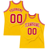 Custom Gold Red-White Authentic Throwback Basketball Jersey