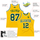 Custom Gold Green-White Authentic Throwback Basketball Jersey